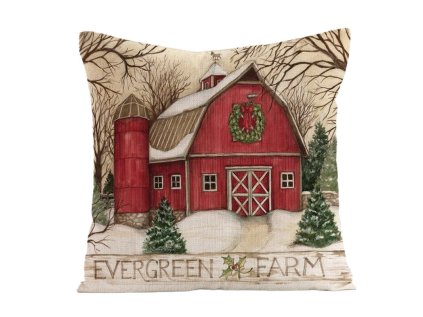 Stylový vánoční povlak na polštář EVERGREEN FARM 45x45 cm, barevný