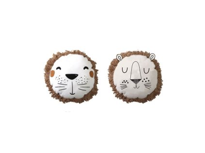 Kulatý dekorační polštářek LION 40 cm bílý s roztomilým designem