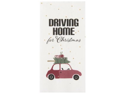 Servírovací ubrousky DRIVING HOME FOR CHRISTMAS 40x40 cm, 16 ks bílé pro sváteční tabuli