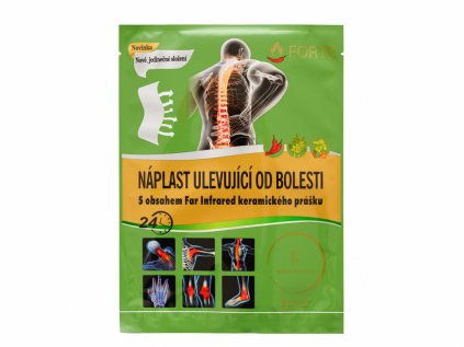 Hřejivá náplast proti bolesti zad, kloubů a svalů s kapsaicinem a keramickým práškem.