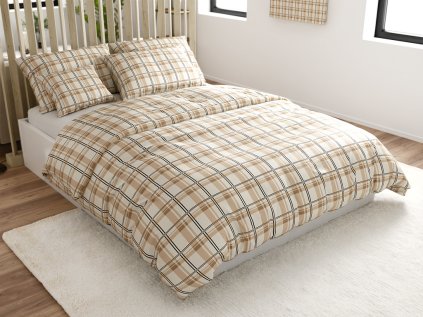 Elegantní povlečení mikroplyš PLAID krémové s kostkovaným vzorem