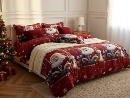 Mikroszálas ágynemű SANTA ON A SWING piros