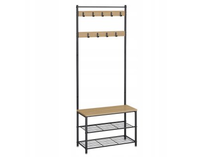 Kovová předsíňová stěna INDUSTRY 175 cm v černé barvě s dekorem dub sonoma