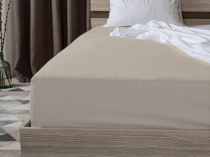 Jersey prostěradlo pískové 90 x 200 cm s jemným povrchem