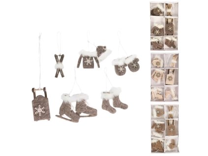 Vánoční závěsné dekorace CHRISTMAS SYMBOLS 6 ks hnědá pro sváteční atmosféru