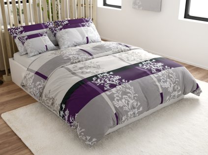 Moderní bavlněné povlečení DELUXE fialové s elegantním vzorem