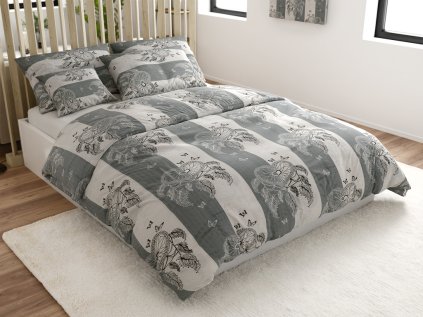 Krepové povlečení TIRLAN šedo-bílé s jemným vzorem snů