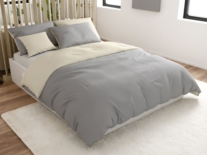 Bavlněné povlečení MONOCHROMATIC krémovo-šedé v elegantním stylu