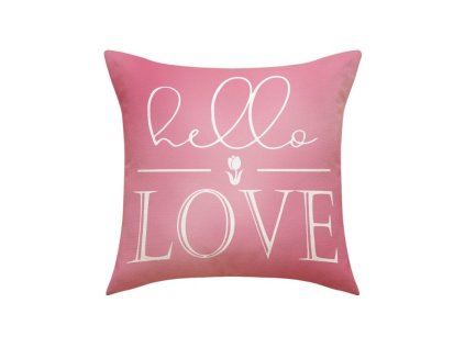 Růžový povlak na polštář HELLO LOVE 45x45 cm, romantický design, snadná údržba, ideální doplněk do ložnice či obýváku.