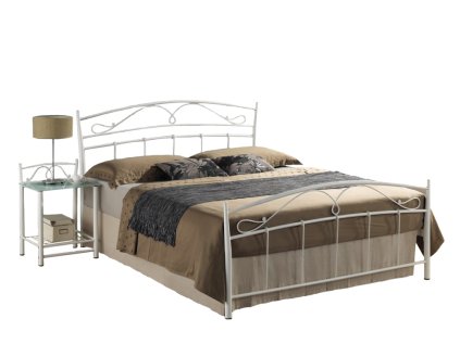 Bílá kovová postel SIENA 140x200 cm s elegantním designem