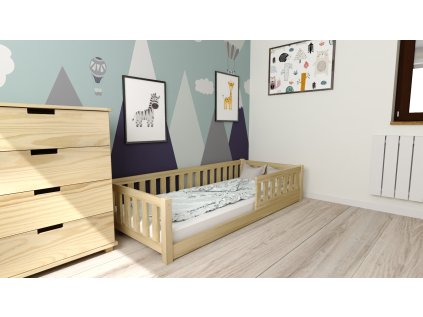 Kvalitní dětská Montessori postel PINELO 90 x 200 cm borovice pro útulný pokoj