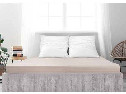 Béžové jersey prostěradlo z mako bavlny LUXORA 90 x 200 cm