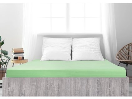Světle zelené jersey prostěradlo z mako bavlny LUXORA 180 x 200 cm pro pohodlný spánek