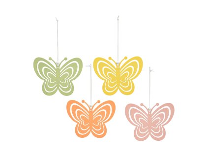 Závěsný kovový motýl PASTEL BUTTERFLY v jemných barvách