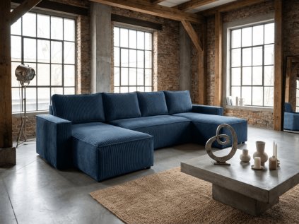 U alakú ülőgarnitúra SMART COSARO 295x140 cm, sötétkék