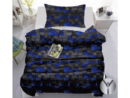 Luxusní bavlněné povlečení GRAPHIO modré s moderním geometrickým vzorem