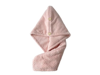 Luxusní růžový turban na vlasy HAIRNEST z mikrovlákna pro rychlé sušení