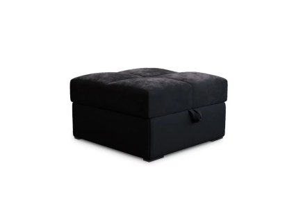 Černý taburet ZENOVA s úložným prostorem 65 x 65 cm – stylový a funkční prvek do interiéru.