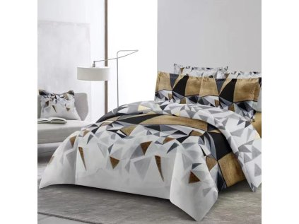 Flanelové povlečení ROYAL FACETS – luxusní geometrie v šedé