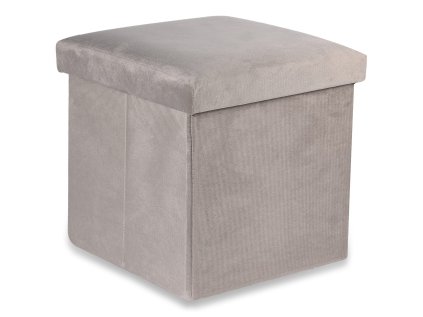 Béžový skládací taburet CUBEXO VELVET M s úložným prostorem