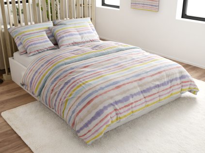 Povlečení z Renforcé bavlny LINKY barevné – svěží pruhovaný design