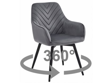 Otočné jídelní křeslo NANA360 VELVET tmavě šedé s moderním designem