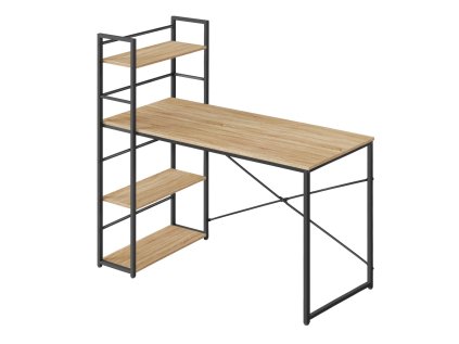 Psací stůl MAX 4.0 SONOMA s regálem a černými nohami 120x44 cm