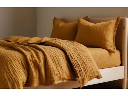 Muszlin ágynemű MOELLIN mustárszínű