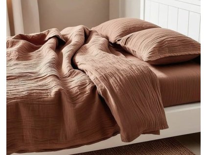 Muszlin ágynemű MOELLIN világos barna