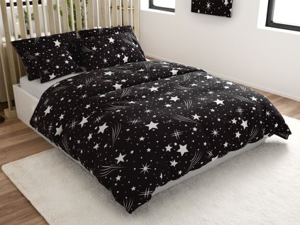 Povlečení z mikrovlákna NOČNÍ OBLOHA černé s hvězdami