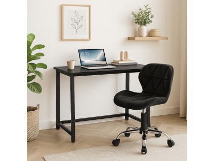Dolgozószobai szett – összecsukható íróasztal ZARIMO 80×40 cm fekete + irodai szék AVOLA VELVET fekete