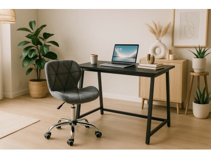 Dolgozószobai szett – összecsukható íróasztal ZARIMO 80×40 cm fekete + irodai szék AVOLA VELVET szürke