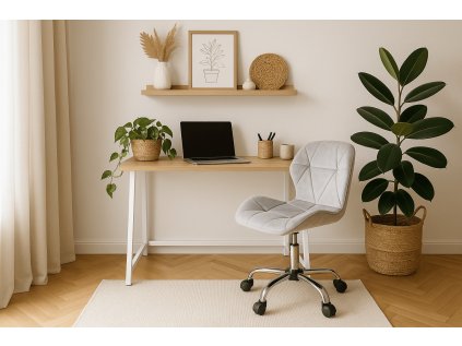 Dolgozószobai szett – összecsukható íróasztal ZARIMO 80×40 cm fehér + irodai szék AVOLA VELVET világosszürke