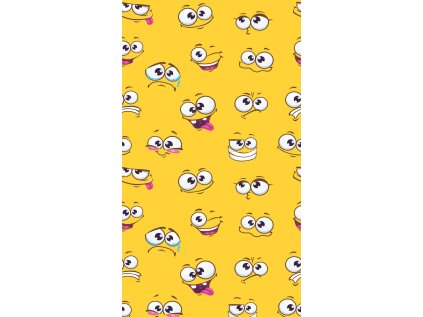 Plážová osuška SMILE žlutá s veselým motivem 100% mikrovlákno