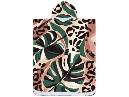 Plážové pončo SAFARI barevné 80x145 cm s exotickým vzorem listů