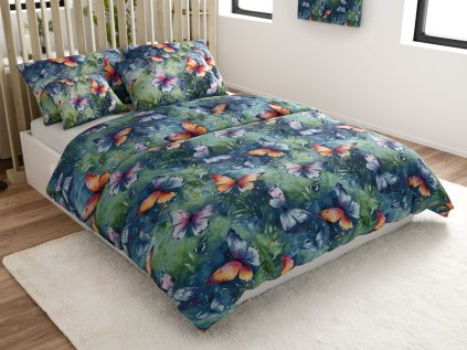 Barevné povlečení COLORFUL BUTTERFLY z mikrovlákna s motýly