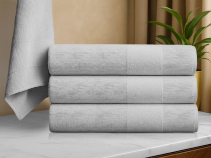 CARRARA törölköző 70x140 cm, világosszürke, bordűrös, 100% pamut