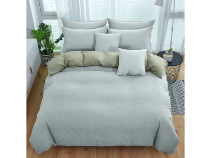 Oboustranné krepové povlečení TABULA mentolové + polštářek 40x50 cm