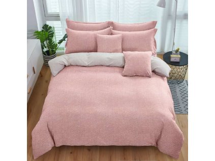 Oboustranné krepové povlečení TABULA růžové + polštářek 40x50 cm