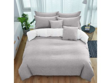 Oboustranné světle šedé krepové povlečení TABULA s povlakem na polštářek 40x50 cm