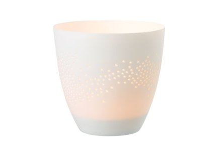 Bílý porcelánový svícen SNOWLIGHTS s jemným perforovaným vzorem