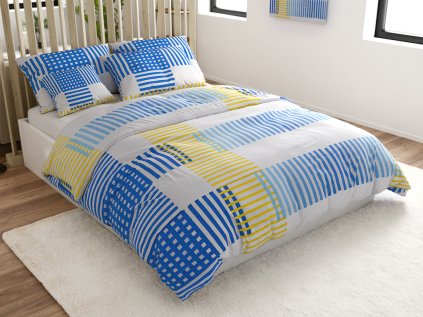 Bílo-modré povlečení MIRVOLLI z hebkého mikrosaténu