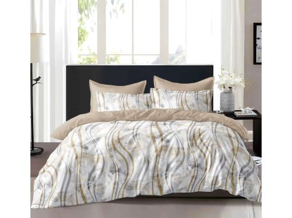 Elegantní bavlněné povlečení VILARIS béžové s moderními pruhy