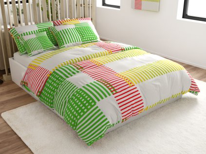 Barevné povlečení JELANO z mikrosaténu s pruhovaným vzorem