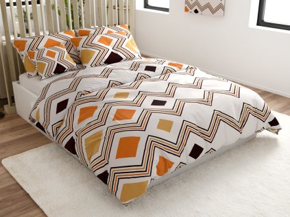 Povlečení z mikrosaténu SONVIA barevné s geometrickým vzorem