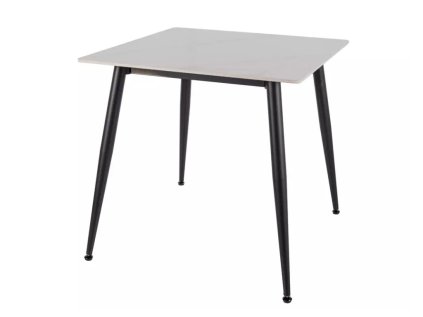 Stylový čtvercový jídelní stůl RION 80x80 cm v dekoru bílého mramoru