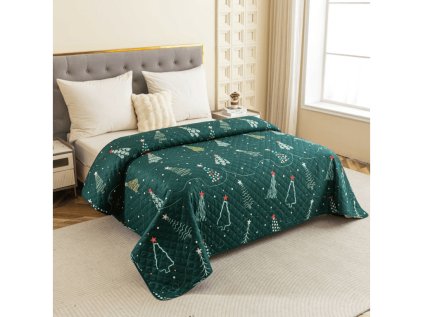 Přehoz na postel CHRISTMAS DRIFT – zelený vánoční design