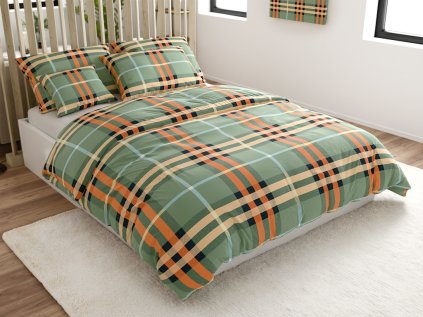 Povlečení z mikrovlákna PLAIDORY zelené s kostkovaným vzorem
