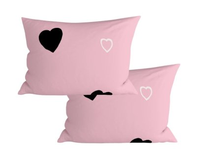 Dekorační povlaky CORAZON BLEND – 50x70 cm, 2 ks, bavlněné, růžová se srdíčky