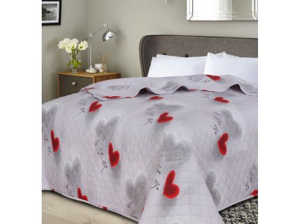 Přehoz na postel se vzorem HEARTIZIA DIAMOND, světle šedý